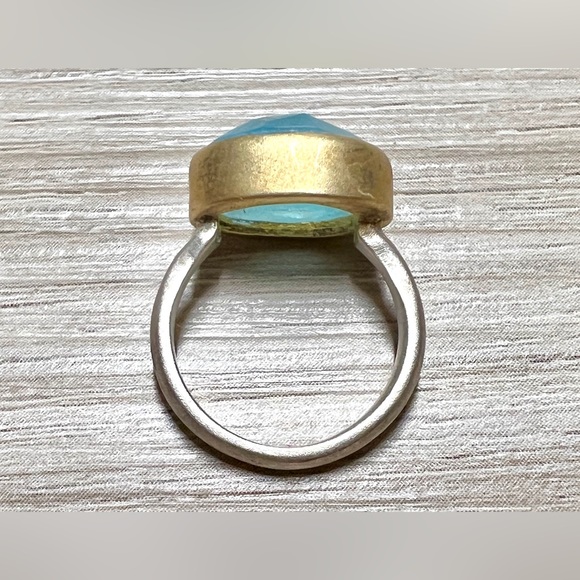 Vintage Designer Sundance Catalog Sterling Silver Aqua Chalcedony Ring, Size 5 - Picture 6 of 10